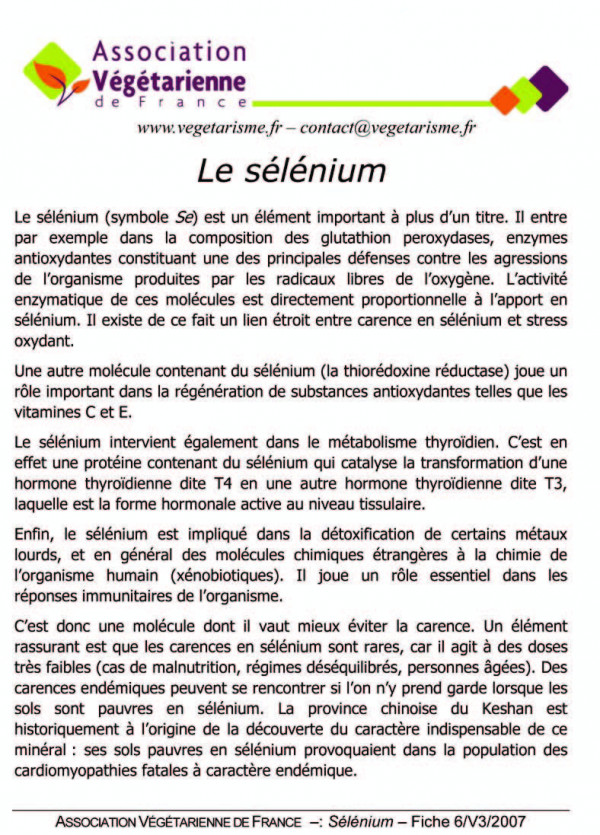 Fiche - Le sélénium